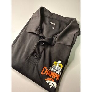 TX3 Cool Denver Broncos Super Bowl 50 Champions Polo Shirt Mens Large Black
